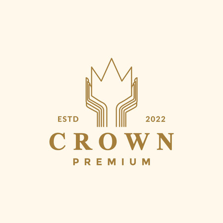 hand hope crown win king luxury champion minimalist logo design vectorのイラスト素材