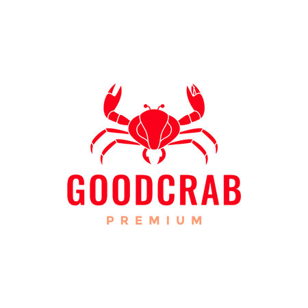 animal creature ocean sea crab seafood food cooking clean modern logo design vectorのイラスト素材