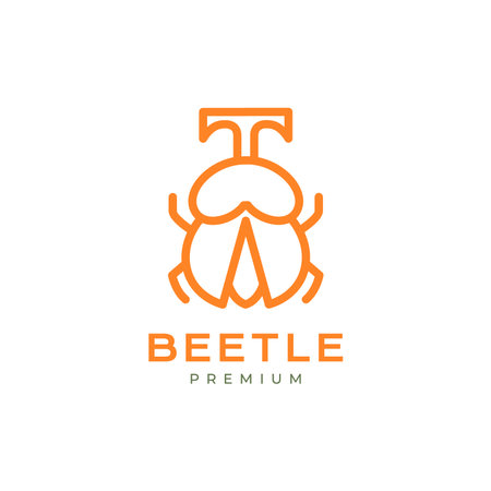 animal insect beetle lines art modern minimalist logo design vectorのイラスト素材