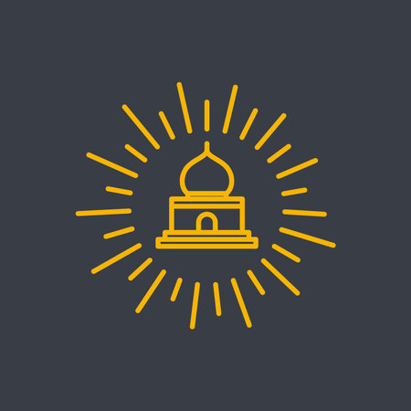 muslim pray place mosque shine sunburst minimalist line simple logo design vectorのイラスト素材