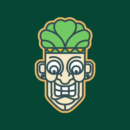 mask tribe culture traditional rural inland ethnic mascot cartoon colorful logo design vectorのイラスト素材