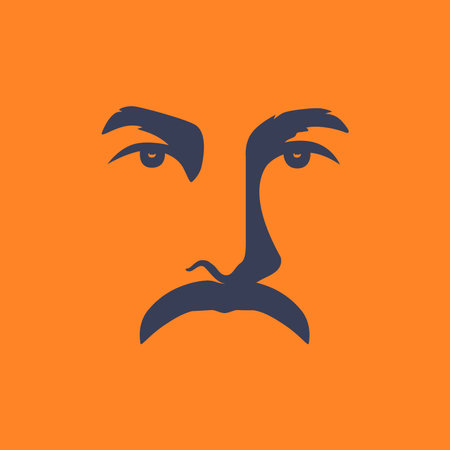 portrait face people old man mustache noose eyes focus logo design vectorのイラスト素材