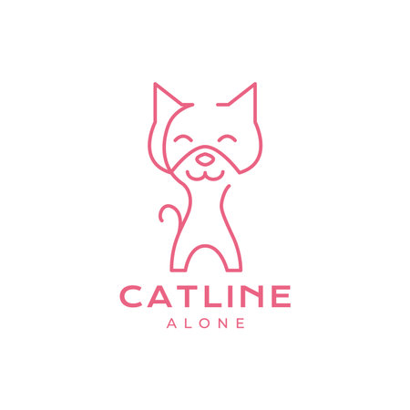 animal pets cat kitten alone line art minimalist modern logo design vectorのイラスト素材