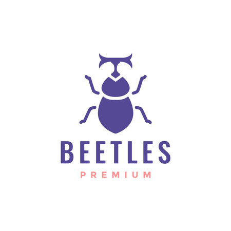 japanese rhinoceros beetle insect male modern shape logo design vectorのイラスト素材