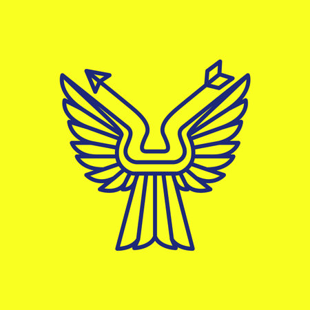 wings bird arrows clean modern line minimal logo design vectorのイラスト素材