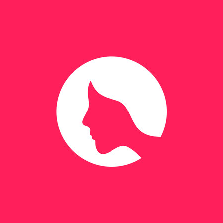 fashion salon female feminine women short hair treatment care skin beauty circle modern logo design vectorのイラスト素材