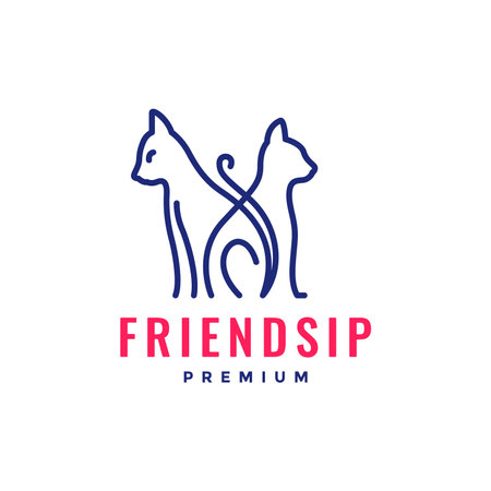 pets cat kitty kitten friend line art modern minimal logo design vectorのイラスト素材