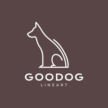 animal pets dog puppy alone line art simple modern minimalist logo design vectorのイラスト素材