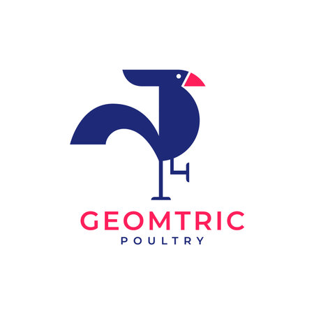 animal poultry rooster chicken geometric modern minimal logo design vectorのイラスト素材