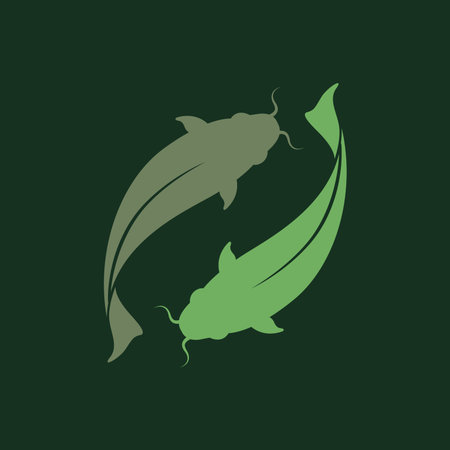 yin and yang catfish taste spicy street food colorful logo design vectorのイラスト素材