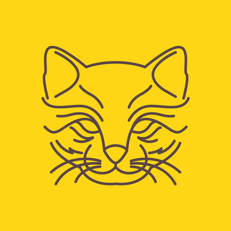 cat pets head lines art simple minimal mascot modern logo icon vector illustrationのイラスト素材