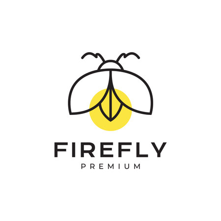 animal insect firefly light shine lamp modern minimal logo design vectorのイラスト素材