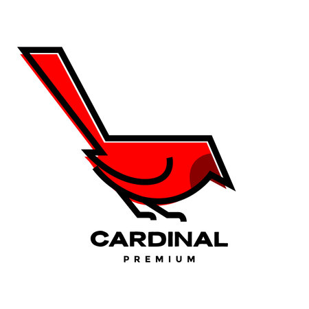 beautiful bird cardinal red abstract line colorful modern logo design vectorのイラスト素材