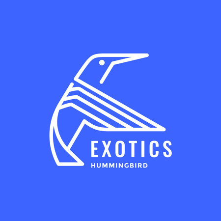 exotics bird hummingbird flying polygonal geometric modern minimal logo design vectorのイラスト素材