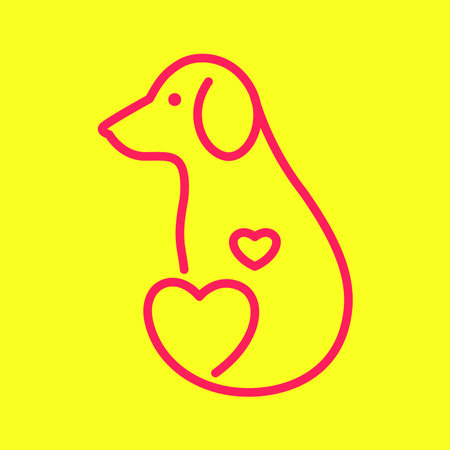 dog pets care lover heart lines simple minimal mascot modern logo vector icon illustrationのイラスト素材