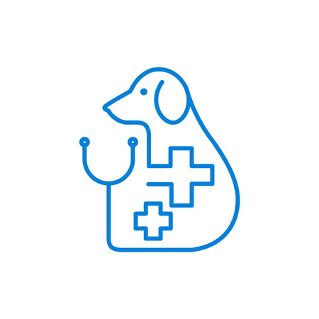 dog pets care medical clinic veterinarian lines modern minimal mascot logo vector icon illustrationのイラスト素材