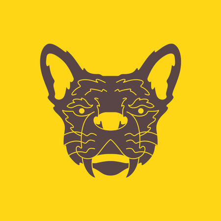 ancient tiger old long fang beast mascot minimal vintage hipster simple logo vector icon illustrationのイラスト素材