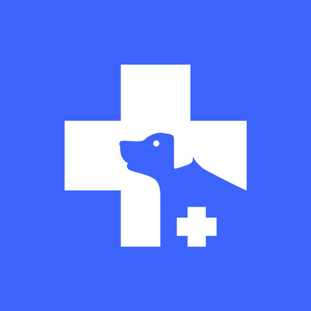 pets dog care healthcare veterinarian medical clinic treatment modern minimal mascot simple logo icon vector illustrationのイラスト素材