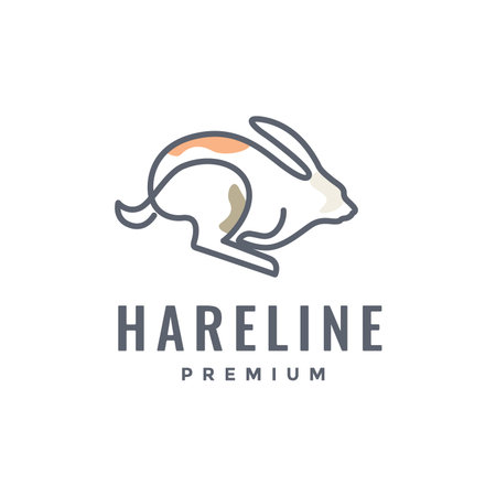 animal pets rabbit hare bunny jumping abstract line art modern colorful logo design vectorのイラスト素材