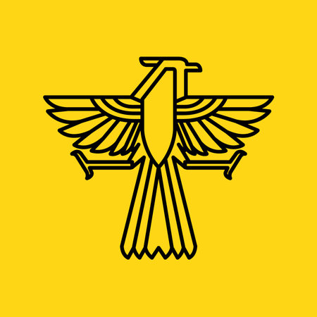 flying bird horned eagle hunting prey modern geometric line art logo design vectorのイラスト素材