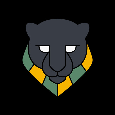 animal beast wildlife jungle carnivore panther leopard head geometric flat logo design vectorのイラスト素材
