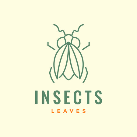 insect fly leaves leaf minimalist simple line logo design vectorのイラスト素材