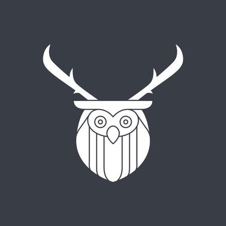 horned owl head animal bird nocturnal modern logo design vectorのイラスト素材