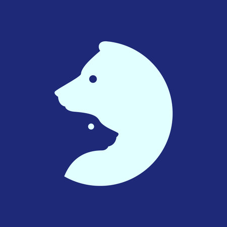 wildlife iceberg polar bear family geometric circle modern logo design designのイラスト素材