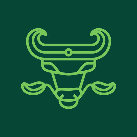 head animal horned cow nature leaves cattle livestock minimal logo design vectorのイラスト素材