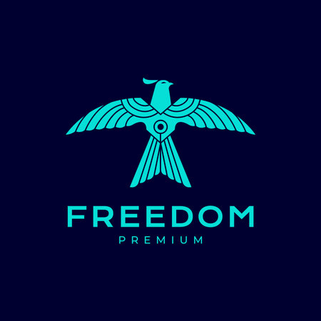 flying bird freedom horned eagle technology modern geometric logo design vectorのイラスト素材