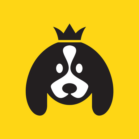 Cavalier King Charles Spaniel dog pets crown king queen cute mascot cartoon logo icon vector illustrationのイラスト素材