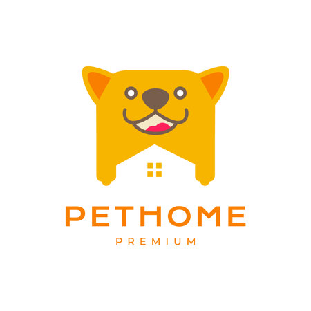 head pets dog canine paw puppy home cage smile happy cartoon mascot colorful logo design vectorのイラスト素材