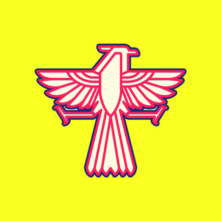 flying bird horned eagle hunting prey modern geometric colorful abstract logo design vectorのイラスト素材