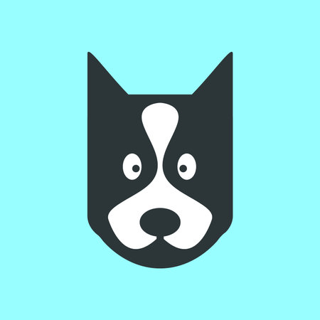 boston terrier dog pets head mascot cartoon simple modern cute logo icon vector illustrationのイラスト素材