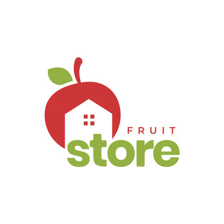 apple fresh fruit house modern simple logo design vector icon illustrationのイラスト素材