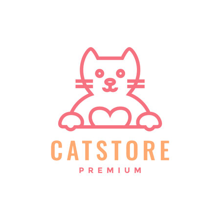 cat lover mascot cute cartoon logo design vectorのイラスト素材