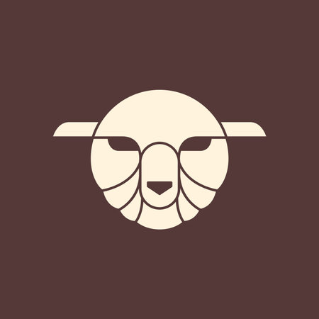 sheep head face vintage logo design vectorのイラスト素材