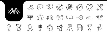 motorcycle racing line icon set collection design vectorのイラスト素材