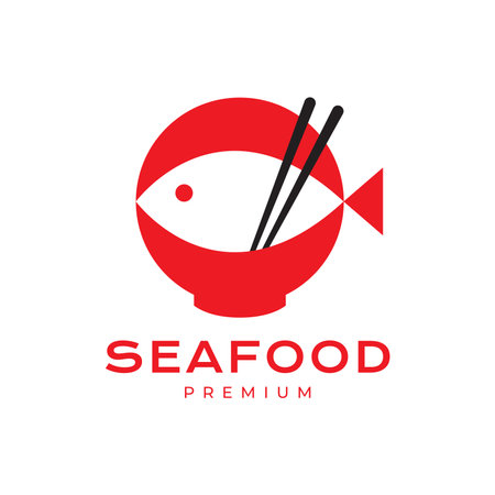 fish bowl cuisine noodle soup cuisine taste modern minimal clean flat restaurant kitchen logo design vector icon illustrationのイラスト素材