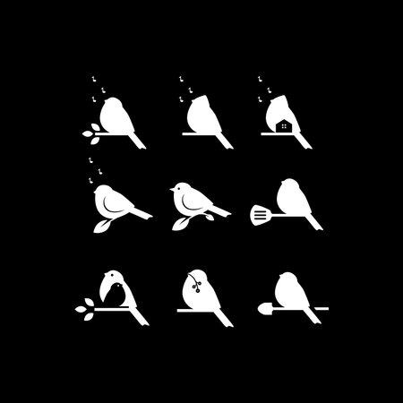 little bird adorable icon set modern logo design vectorのイラスト素材
