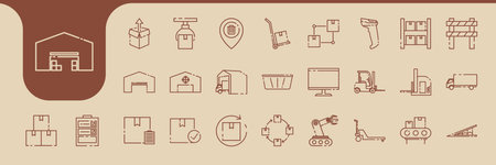 warehouse simple line icon vector designsのイラスト素材