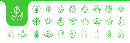 nature care icon set collection design vectorのイラスト素材