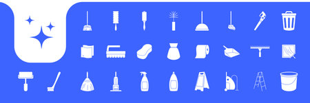 cleaning service equipment icon set collection design vectorのイラスト素材