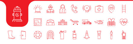 rescue lines icon set collection design vectorのイラスト素材