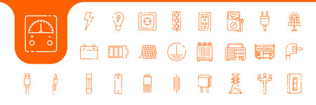 electrical duty lines icon set collection design vectorのイラスト素材