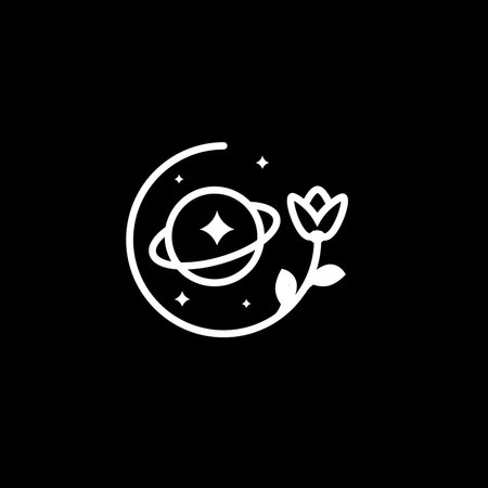 flower planet botanical boho line logo design vectorのイラスト素材