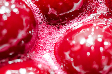 Cooking Homemade Cherry Jam. The Foam From Boiling. Close-up.の写真素材