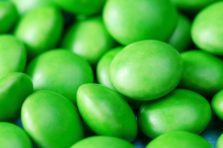 Green Tablets Or Drugs In The Form Of Round Shape. Closeup. Macro.の写真素材