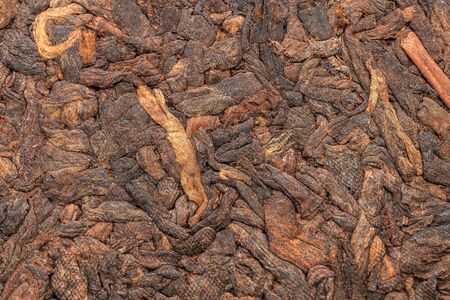 Chinese Tea Shou Puer Yong De. Macro. Close-up. Pressed Tea. Texture.の写真素材