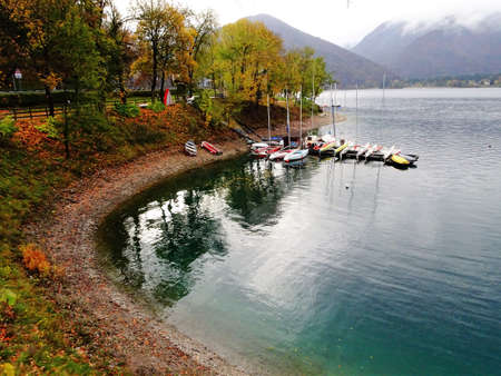 autumn lake landscapeの写真素材